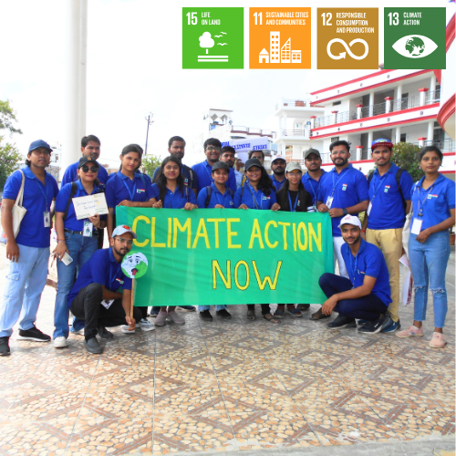 Eco Abhyaas inspires school and college youth to adopt sustainable lifestyles through climate change workshops, RRR (Reduce-Reuse-Recycle) drives, CoCycle, clean-up campaigns, tree plantations, and Pagdandi nature walks.